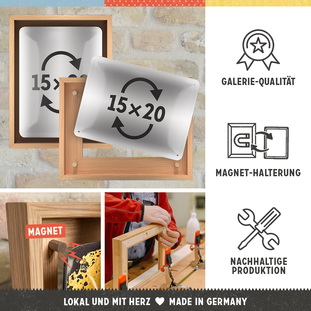 N-Frame S Holzrahmen (für 15x20 Schilder) Eiche