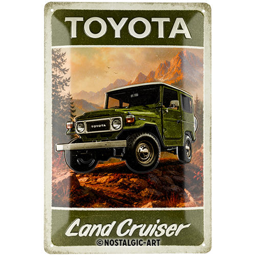 Toyota - Land Cruiser, isolated Blechschild 20 x 30 cm product view with transparent background.
