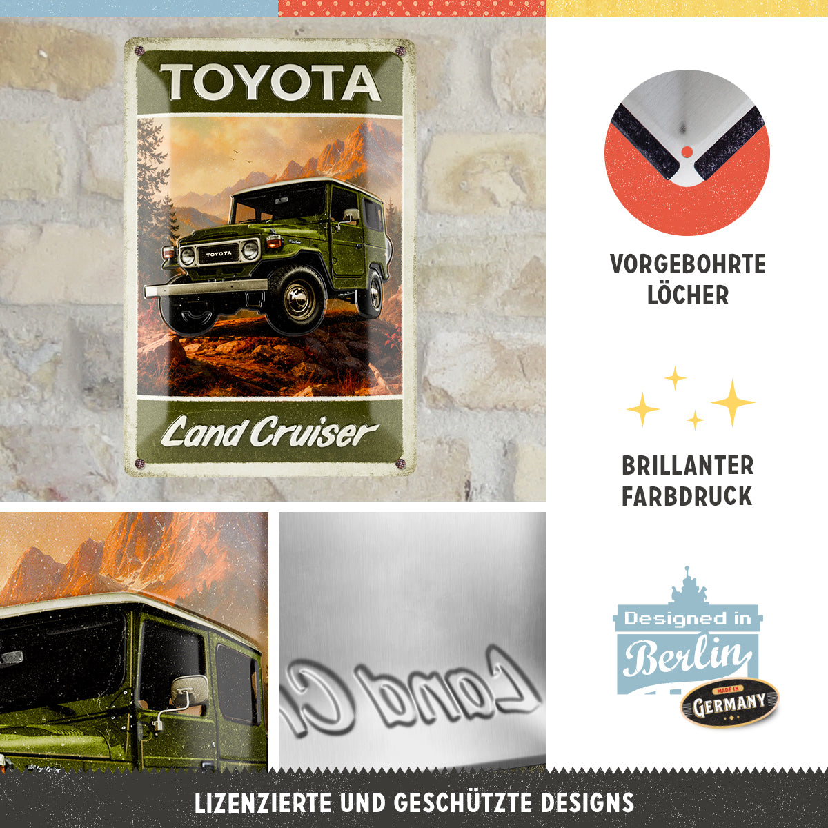 Toyota - Land Cruiser, product collage with multiple views and highlighted details.