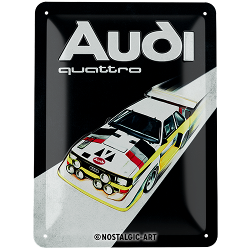 Audi Sport quattro - S1 E2, isolated Blechschild 15 x 20 cm product view with transparent background.