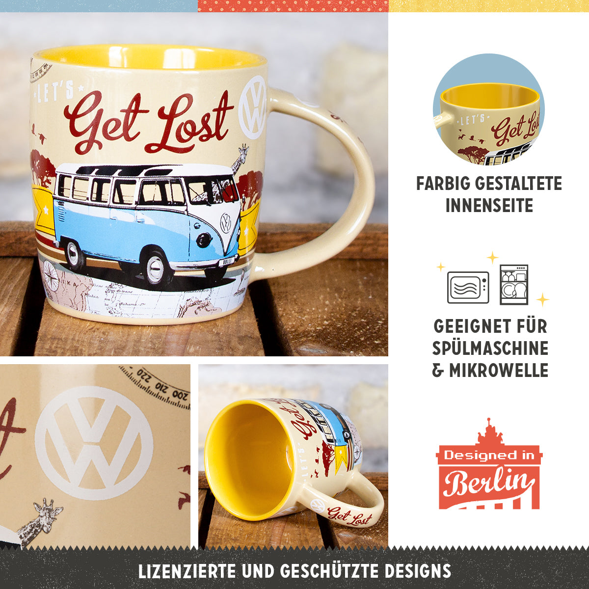 Volkswagen VW Bulli Tassen Geschenkbox – Roadtrip 4er-Set