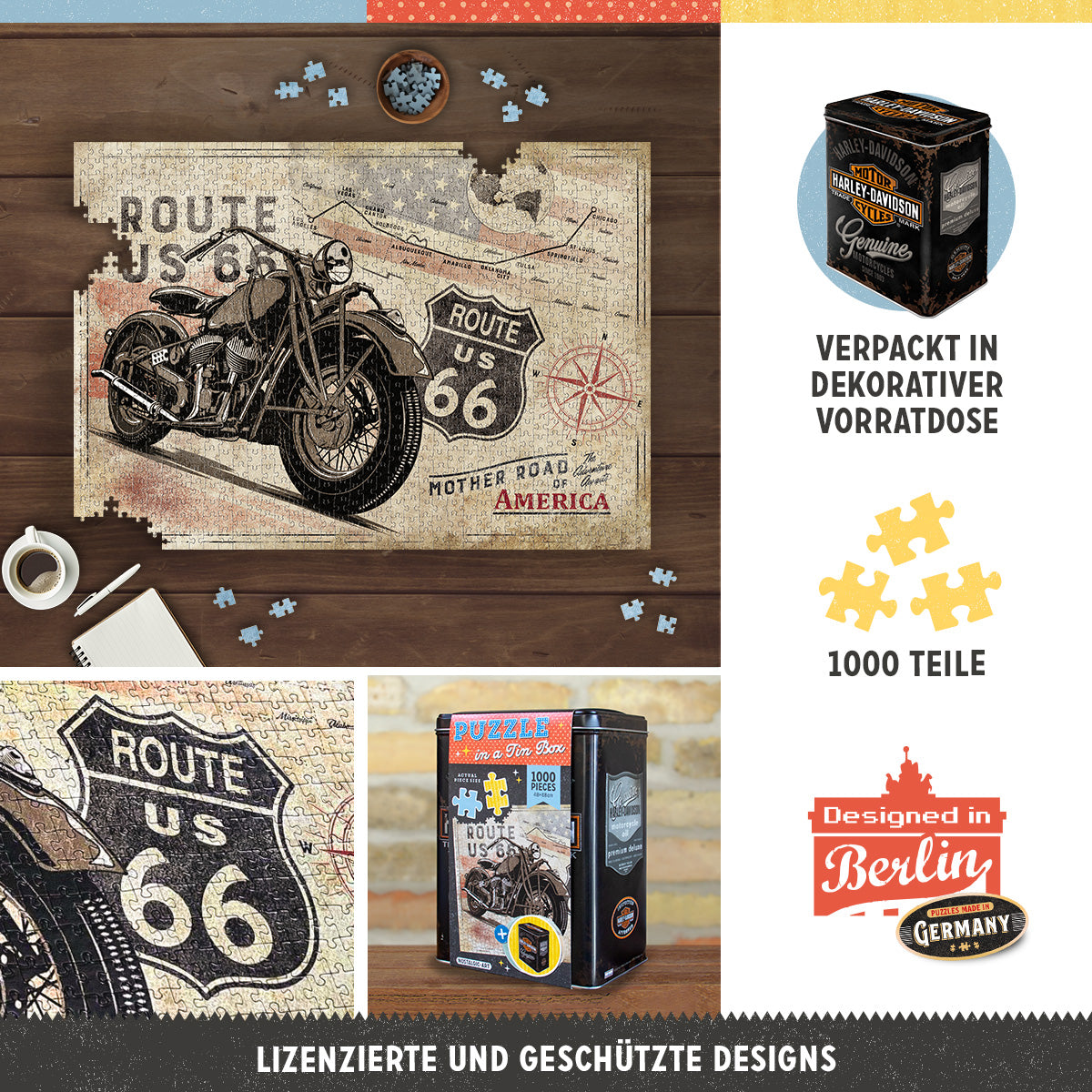 Puzzle "Route 66 - Bike Map H-D 3"