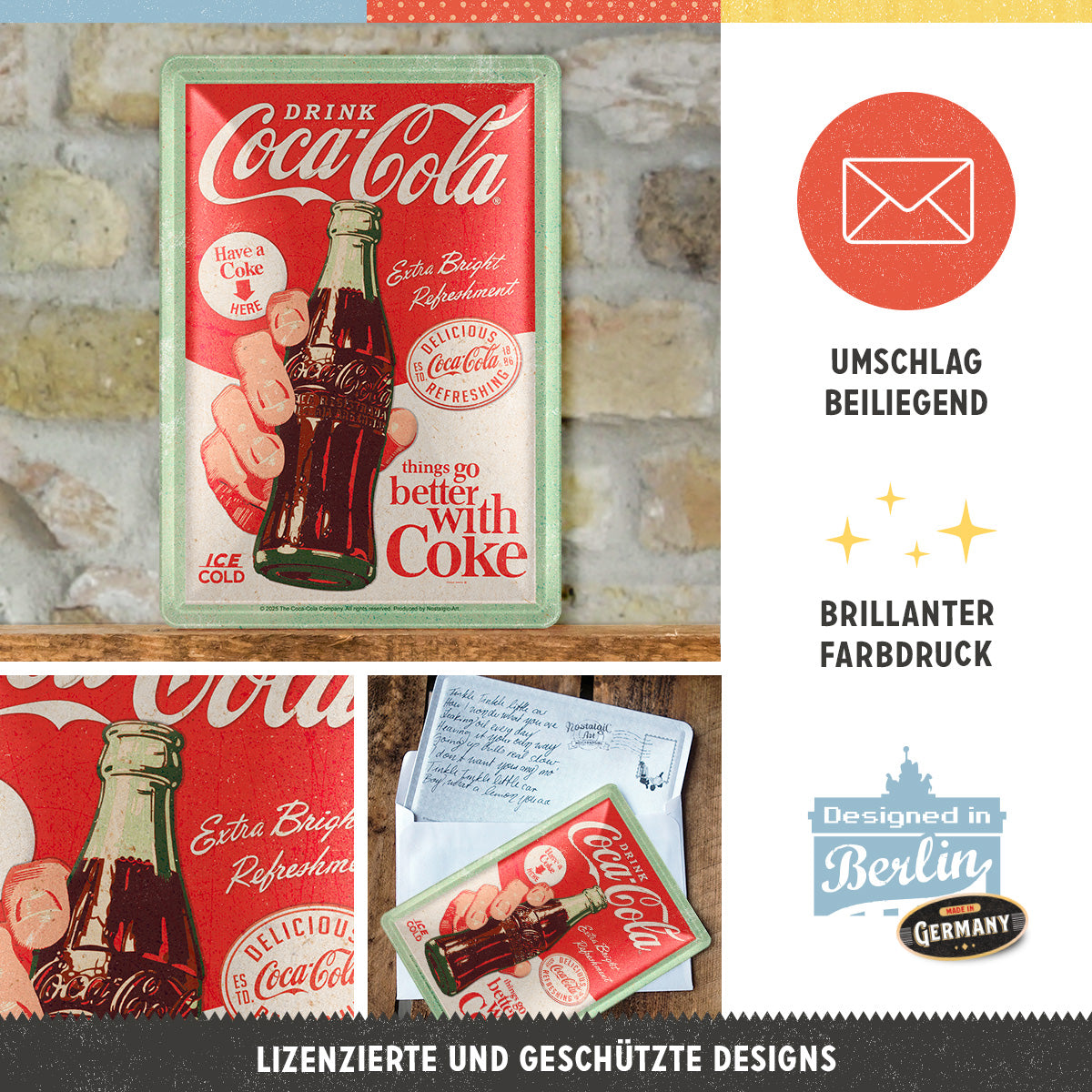 Metal Card 10 x 14 cm "Coca-Cola - Better with Coke"