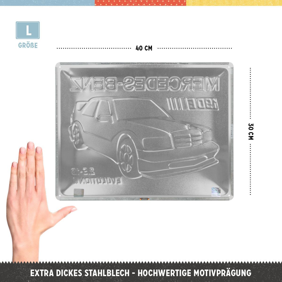 Tin Sign 30 x 40 cm "Mercedes-Benz - 190 E 2.5-16 Evolution II"