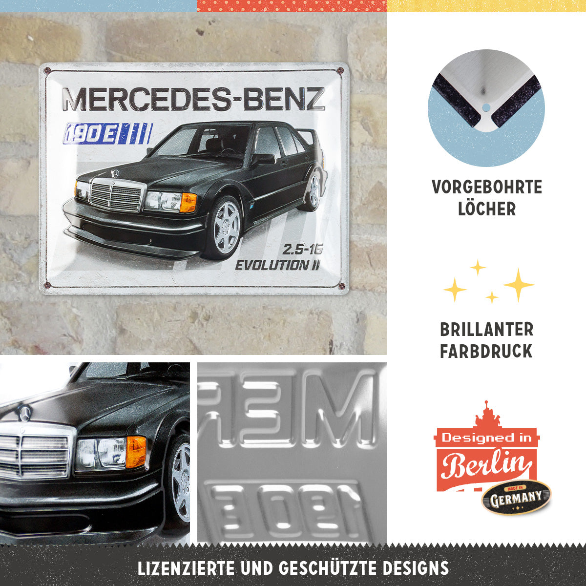 Tin Sign 30 x 40 cm "Mercedes-Benz - 190 E 2.5-16 Evolution II"