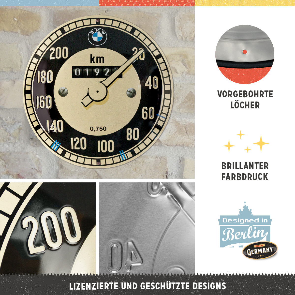 Tin Sign Round Ø 35cm "BMW - Tachometer"