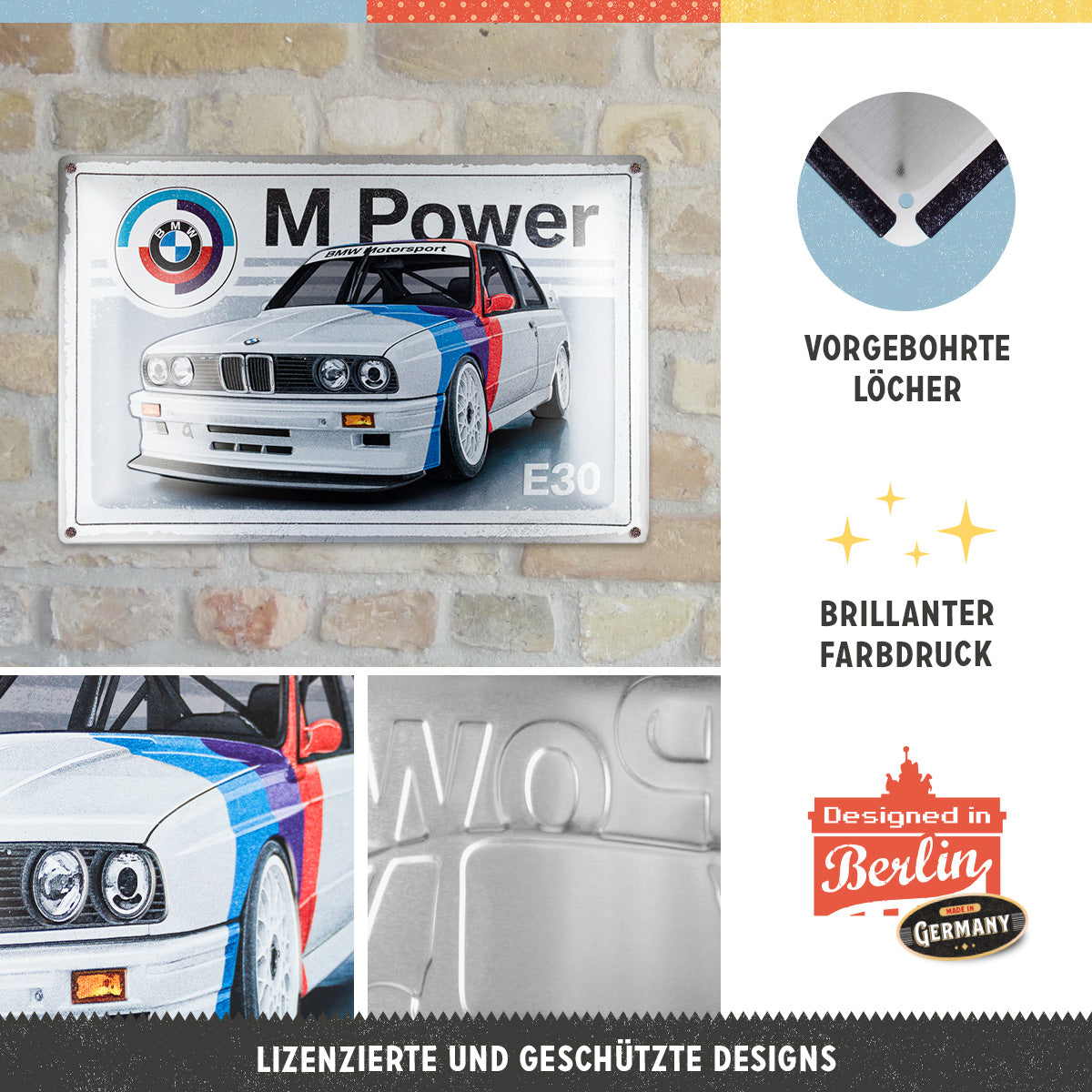 Tin Sign 40 x 60 cm "BMW Motorsport - M Power E30"