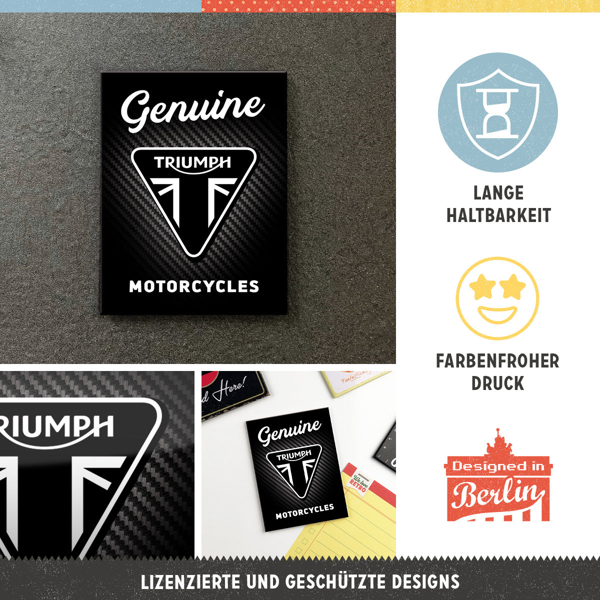 Magnet 6 x 8 cm "Triumph - Genuine Motorcycles"