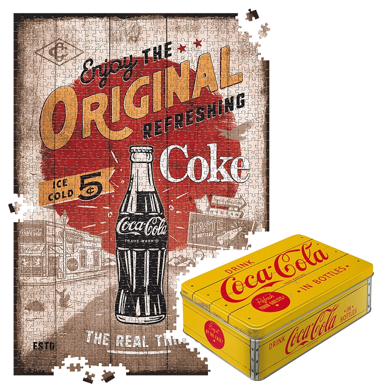 Coca-Cola Retro Puzzle 1000 Teile, in Vintage-Metalldose
