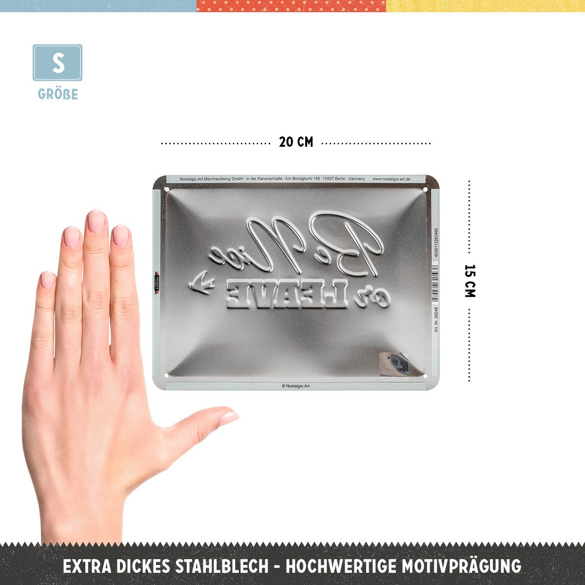 Nostalgic-Art Retro Blechschild, 15 x 20 cm, "Be nice or leave", Geschenk-Idee mit tollem Spruch, aus Metall, Vintage Design mit Spruch