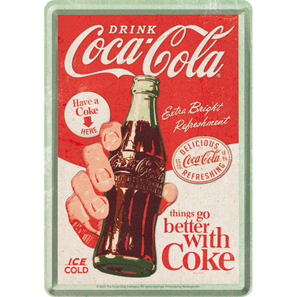Metal Card 10 x 14 cm "Coca-Cola - Better with Coke"