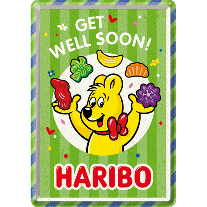 Metal Card 10 x 14 cm "HARIBO - Get Well Soon"