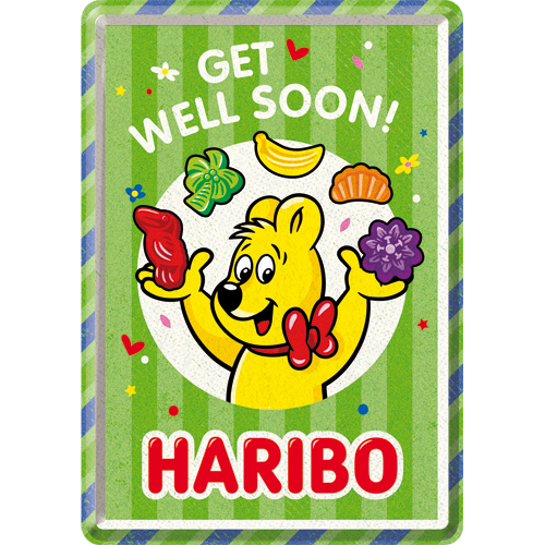Metal Card 10 x 14 cm "HARIBO - Get Well Soon"