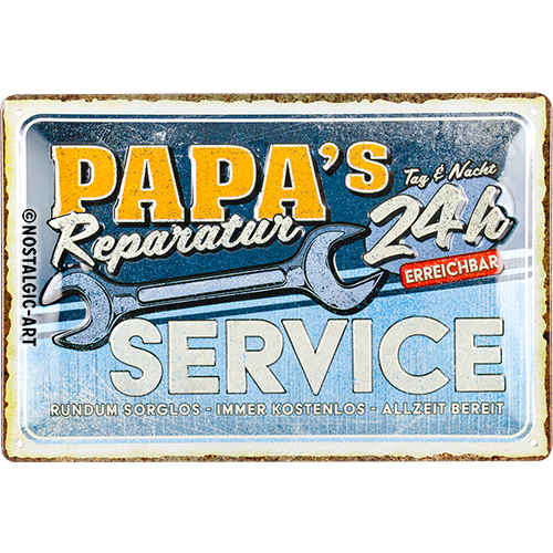 Blechschild 20 x 30 cm "Papa's Service"