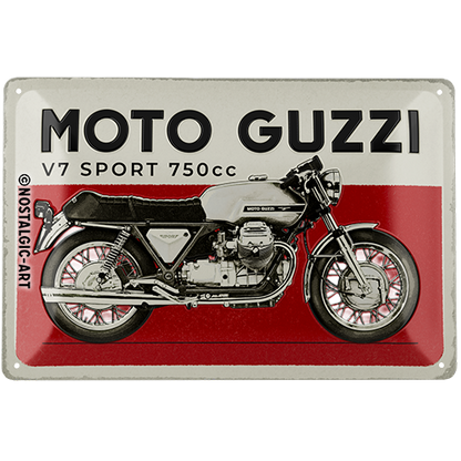 Moto Guzzi - Modell V7 Sport, isolated Blechschild 20 x 30 cm product view with transparent background.