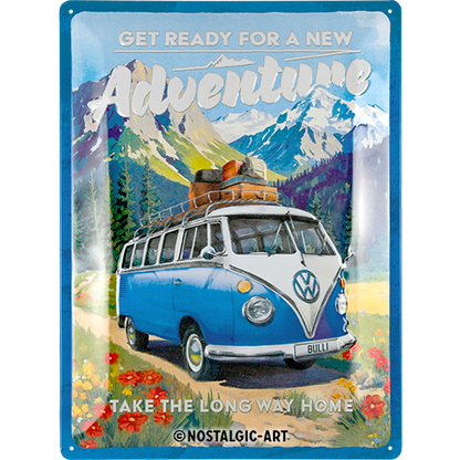 Tin Sign 30 x 40 cm "VW Bulli - Ready for a new Adventure"
