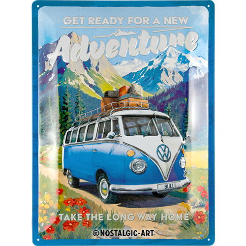 Tin Sign 30 x 40 cm "VW Bulli - Ready for a new Adventure"