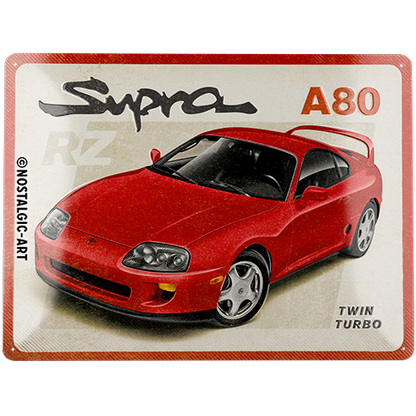 Toyota - Supra A80, isolated Blechschild 30 x 40 cm product view with transparent background.