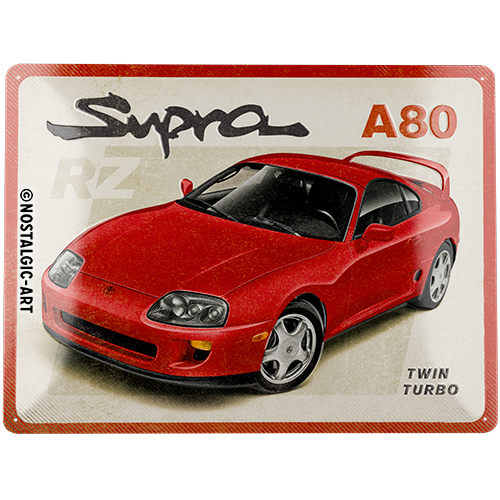 Toyota - Supra A80, isolated Blechschild 30 x 40 cm product view with transparent background.