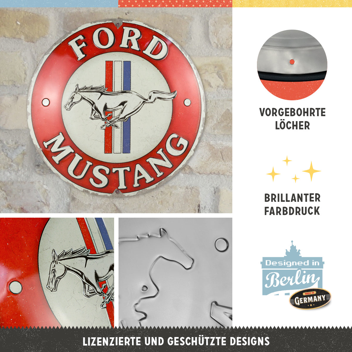 Ford Mustang - 3 Stripes Red