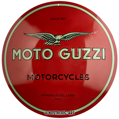 Moto Guzzi - Motorcycles, isolated Blechschild rund 35 cm product view with transparent background.