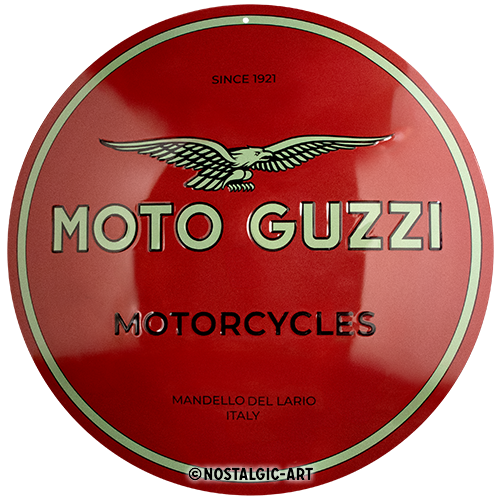 Moto Guzzi - Motorcycles, isolated Blechschild rund 35 cm product view with transparent background.