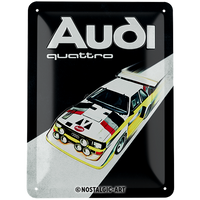 Audi quattro Rally Retro-Blechschild, 15 x 20 cm