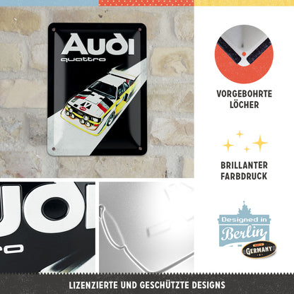 Audi Sport quattro - S1 E2, product collage with multiple views and highlighted details.