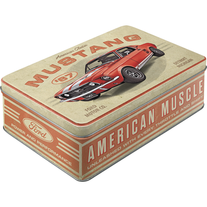 Storage Tin Flat "Ford Mustang - GT 1967 Red"