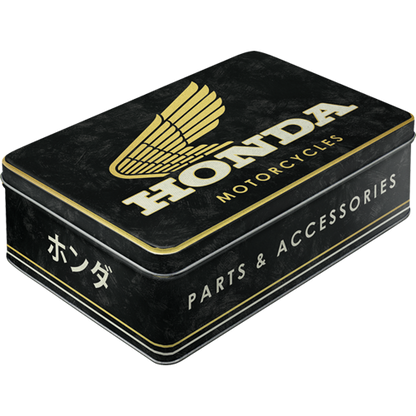Storage Tin Flat "Honda MC - Parts & Accessories Gold"