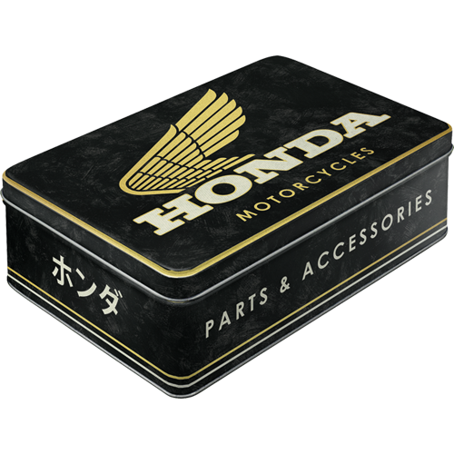 Storage Tin Flat "Honda MC - Parts & Accessories Gold"