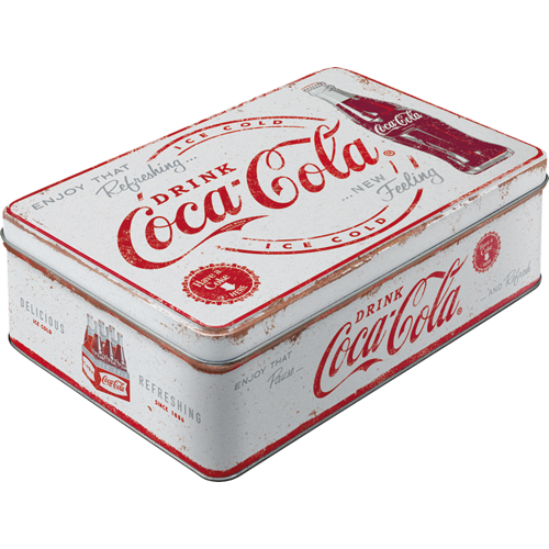 Coca-Cola - Refreshing New Feeling, isolated Vorratsdose Flach product view with transparent background.