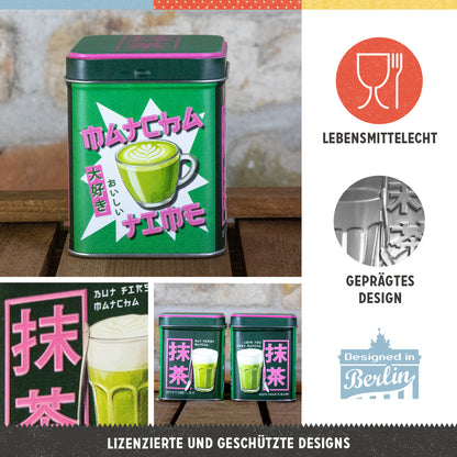 Matcha Time, product collage with multiple views and highlighted details.