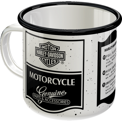 Harley-Davidson - Motorcycle Parts & Accessories, isolated Emaille-Becher product view with transparent background.