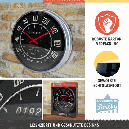 Moto Guzzi - Tacho, product collage with multiple views and highlighted details.