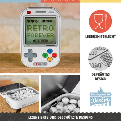 Retro Game Forever, product collage with multiple views and highlighted details.