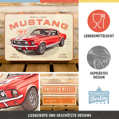 Storage Tin Flat "Ford Mustang - GT 1967 Red"