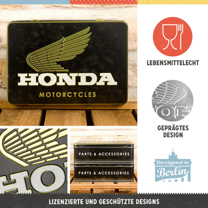 Storage Tin Flat "Honda MC - Parts & Accessories Gold"