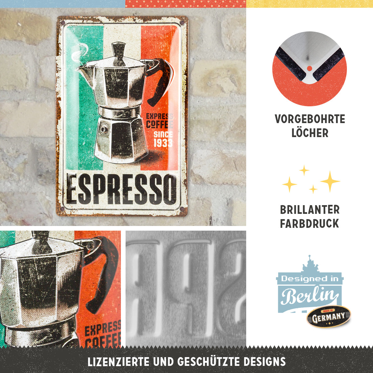 Tin Sign 20 x 30 cm "Espresso"
