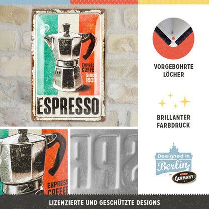 Tin Sign 20 x 30 cm "Espresso"
