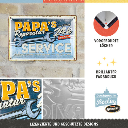 Tin Sign 20 x 30 cm "Papa's Service"