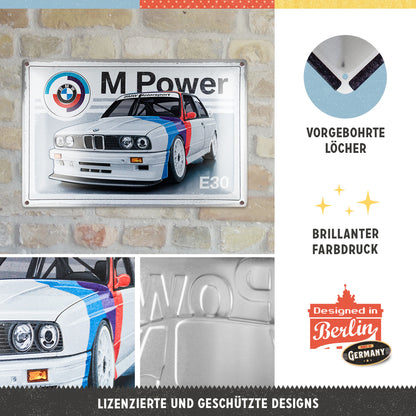 Tin Sign 40 x 60 cm "BMW Motorsport - M Power E30"