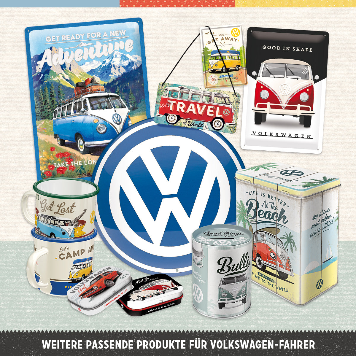 Motif and theme collage for Volkswagen.