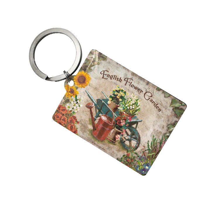 Nostalgic-Art Retro Schlüsselanhänger, 4.5 x 6 cm,  "Englischer Blumengarten", Geschenk-Idee für Gärtner, aus Metall, Vintage Design
